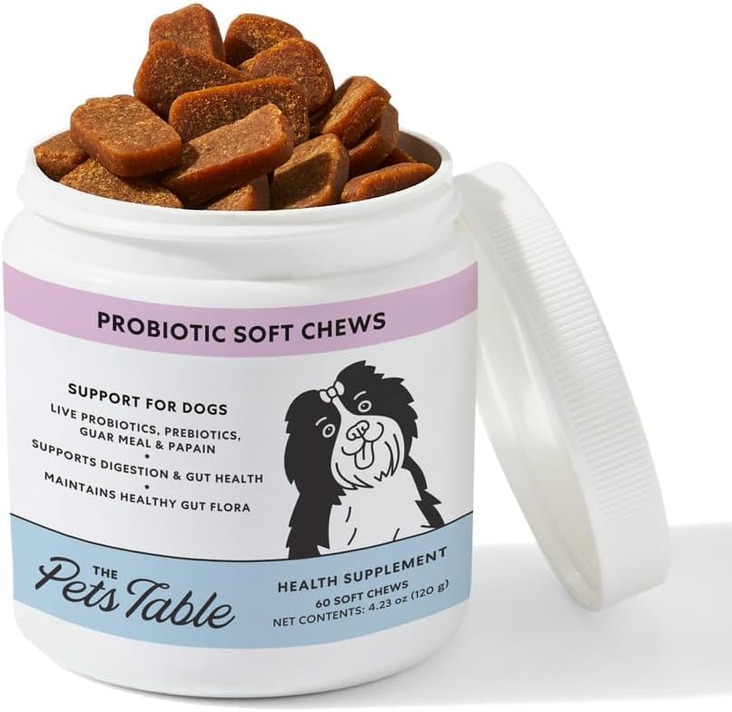 Bundle of Chicken Grain-Free Air-Dried Dog Treats, 5-Ounce Bag Probiotic Soft Chews Duck Flavored Gut Health Supplement for Dogs, 60 Chews (Pack of 2)