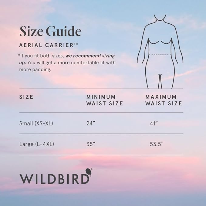 WildBird - Aerial Buckle Carrier - 2-24 Months - Standard (XS-XL) Raven - Front or Back Carry - Cross Straps, Lumbar Support, Headrest - Hip Healthy - Baby Carrier - Baby Essentials - New Mom Gifts