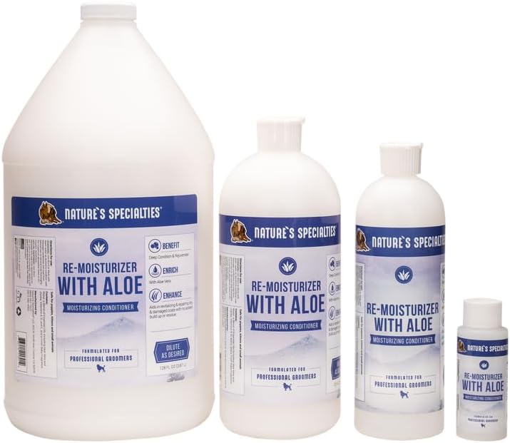 Nature's Specialties Re-Moisturizer with Aloe Dog Conditioner for Pets, Natural Choice for Professional Groomers, Rejuvenates Skin & Coat, Made in USA, 16 oz