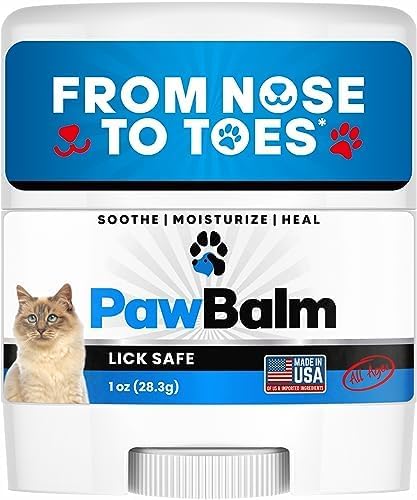 Lick Safe Cat Paw Balm for Dry Cracked Paws, Natural, 1 Oz Balm Stick | Paw Butter for Cats, Paw Wax, Nose Balm, Made in USA, Coconut Oil & Shea Butter, Soothes and Moisturizes, All Breeds and Ages