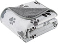 Waterproof Dog Blankets, 30"x40" Cat Blanket for Indoor Cats, Soft Fluffy Sofa Car Bed Protector, Reversible Sherpa Fleece Puppy Blanket for Small Medium Dogs (Light Grey-Paws)