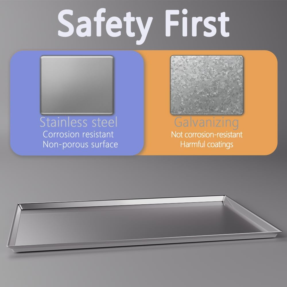 Metal Dog Crate Tray, 40-Inch Pan Replacement, Stainless Steel | Heavy-Duty Stainless Steel, Laser-Welded Seams, Leak-Proof, Chew-Resistant, Fits 42-Inch Crate, Includes Anti-Slip Pads