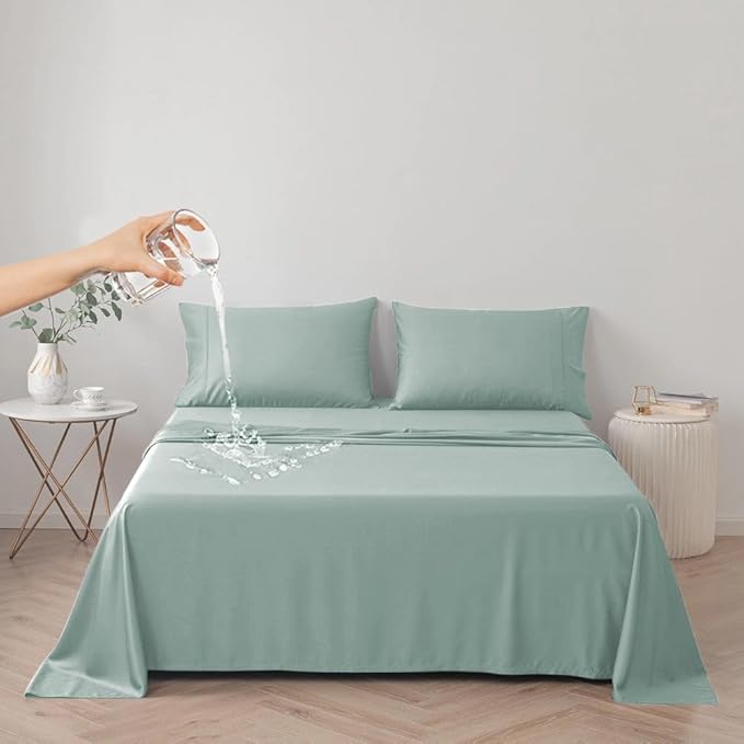 DUJUIKE Waterproof Bed Cover for Dog and Cats,Pet Hair Resistant Bed Sheet Cover, Protective Bed Liner Cover with 100% Waterproof Breathable Thin Fabric (Green, Queen 78 * 90 inch)