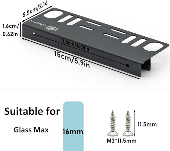 LINLAN Aluminum Aquarium Tool Holder - Fish Tank Accessories Organizer for Rimless Aquariums, Maintenance Tools, Tweezers, Tongs, Water Plants Accessories & Aquarium Supplies（Black）