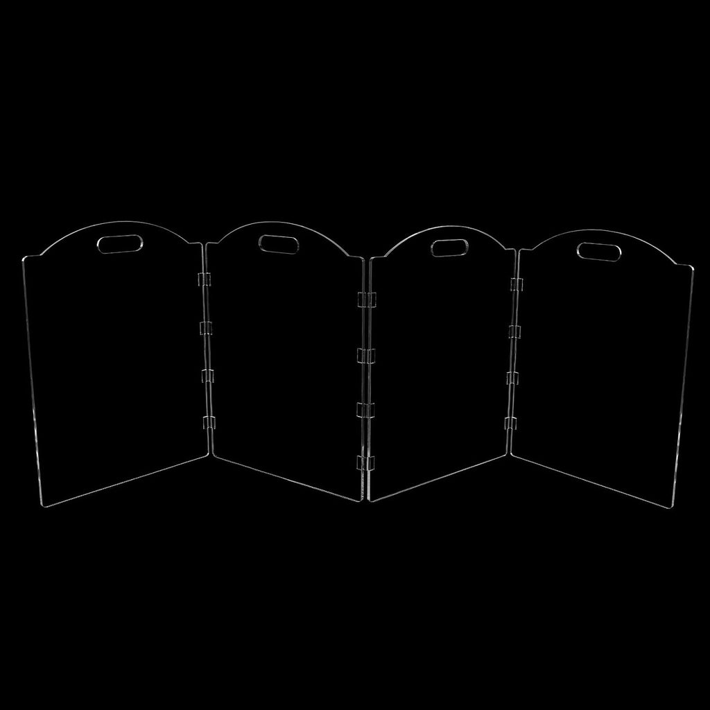 Clear Acrylic Freestanding Dog Gates for the House – Folding 4-Panel Pet Gates for Doorways, Stairs, and Rooms, Transparent Indoor Barrier for Dogs, Puppies, and Cats