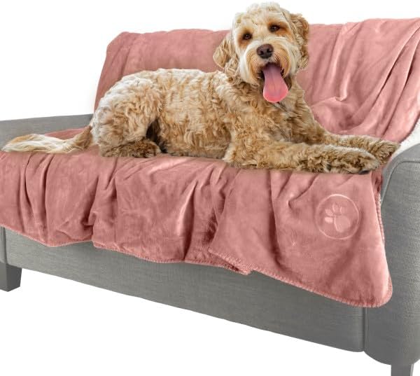 PETMAKER Dog Blanket - 60x80in Reversible Sherpa Blanket - Throw Blankets for Bed, Couch, Crate, or Car - Machine Washable Puppy Essentials (Pink)
