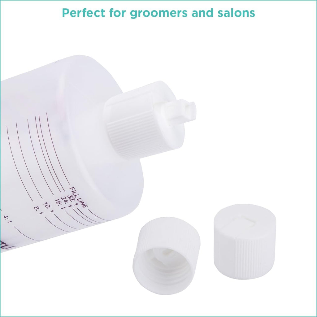 Groomer ESSENTALS 32oz Dilution Bottles - Set of 4 - Professional Dog Grooming Mixing Bottles for Shampoo, Conditioner, and Solutions