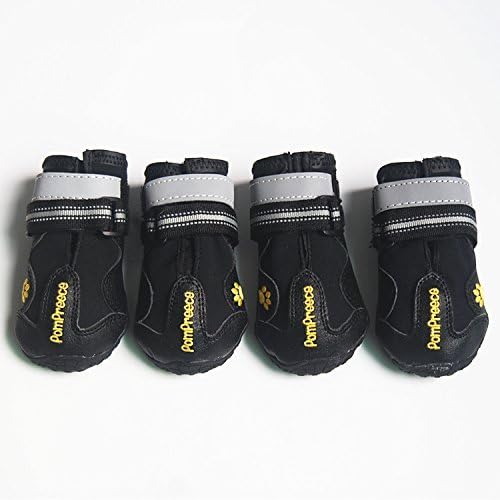 Kromi Dog Boots, Waterproof Paw Protector Pet Shoes for Small Medium Large Dogs 4pcs (Black, Size 8)