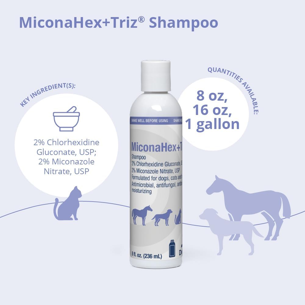 MiconaHex+Triz Shampoo for Dogs, Cats and Horses, 8 oz | Antibiofilm, Moisturizing; Packaging May Vary