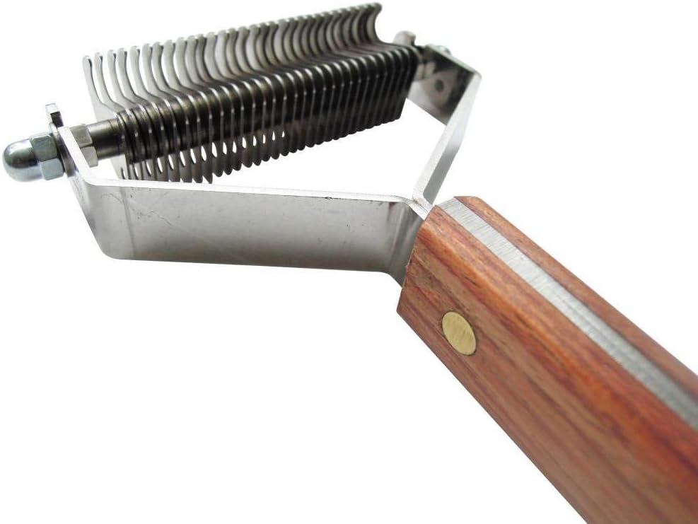 Mars Coat King Double Wide Dematting Undercoat Grooming Rake Stripper Tool for Dogs and Cats, Stainless Steel with Wooden Handle, Made in Germany, 30-Blade