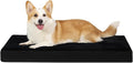 KSIIA Orthopedic Dog Bed Crate Waterproof Pet Mats for Large Dogs Deluxe Plush Washable Pet Bed with Egg Crate Foam & Removable Cover, 35 x 22 Inch, Black