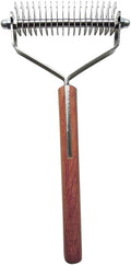 Mars Coat King Double Wide Dematting Undercoat Grooming Rake Stripper Tool for Dogs and Cats, Stainless Steel with Wooden Handle, Made in Germany, 18-Blade