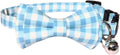 Bow Tie Cat Collar Breakaway with Bell Safety, Removable Bowtie, Adjustable Kitten Collars for Girl Boy Kitty Small Pets, 7"-11" Plaid Blue