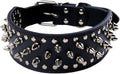 Serijoars Spiked Studded Dog Collar, PU Leather Dog Collar, Adjustable Pet Collars for Medium or Large Breed Pet (XL, Black)