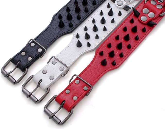 Serijoars Spiked Studded Dog Collar, PU Leather Dog Collar, Adjustable Pet Collars for Medium or Large Breed Pet (S, Gold Brown3)