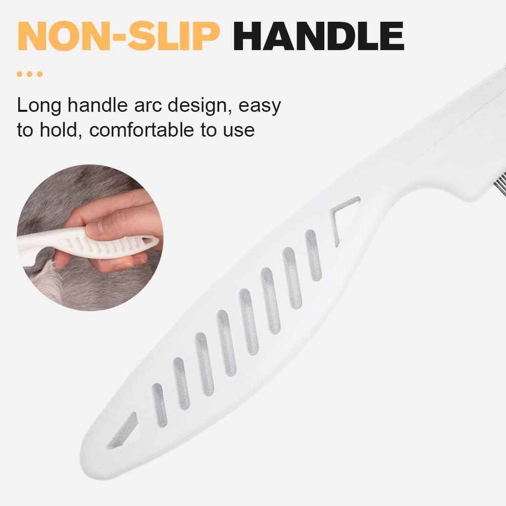 Multifunctional Pet Grooming Comb - 2023 New 2 in 1 Dual-Sided Comb for Tear Stain Removal, Massage and Grooming Small Dogs and Puppies (White)