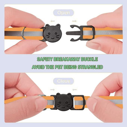 2 Pack Cat Collars Quick Release Reflective Kitten Collar with Bell & Safety Release (Orange)