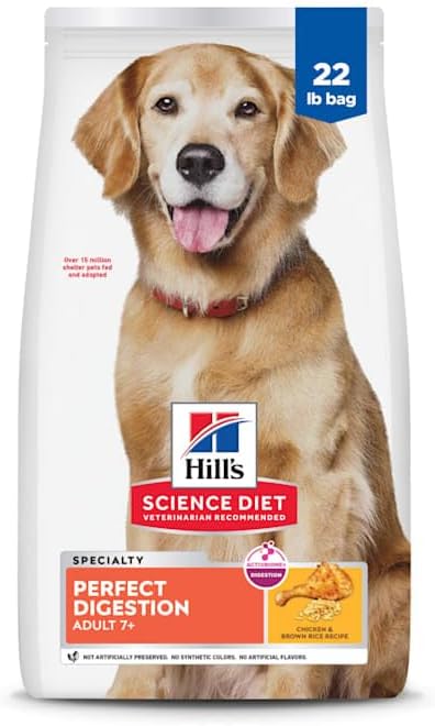 Hill's Science Diet Adult 7+ Perfect Digestion Dry Dog Food | #1 Veterinarian Recommended, Chicken, Whole Oats, & Brown Rice, 22 lb. Bag