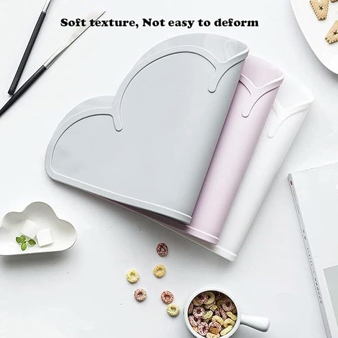 Love Dream Silicone Pet Feeding Food Mat with Raised Edge, Anti-Slip Waterproof Pet Bowl Mat Placemat for Dog and Cat (Dark Pink)