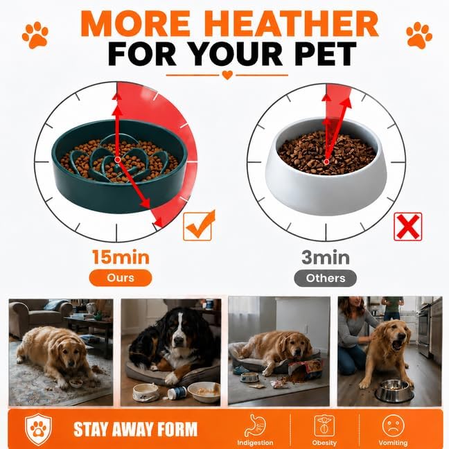 Petygooing 8.66 in Dog Bowl Ceramic Slow Feeder for Medium Large Dogs,Elevated/Raised Slow Feeding Dog Food Water Dish Heavy Weighted,Puzzle Eating Bowl Modern Maze (Black, 8.66in)