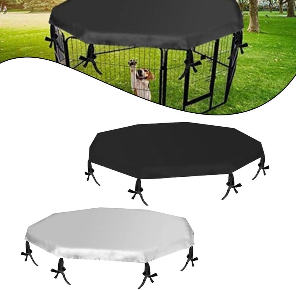 Minhe Octagon Dog Playpen Canopy Cover | Weatherproof Sun & Rain Shade for Pet Cage | Adjustable 65cm Diameter Protective Top for Outdoor Enclosures(Black)