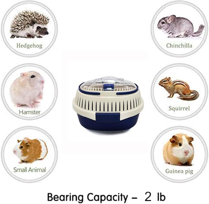 KAMEIOU Sky Blue Travel Small Animal Hamster Hedgehog Guinea Pig Cage Carrier for Hamster Hedgehog Ferret Guinea Pig Carrier Travel Cage with Handle Breathable Small Animal Guinea Pig Car Cage Carrier