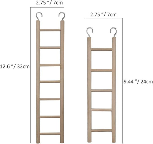 2pcs Bird Wooden Ladder Bird Ladders Wooden Ladder for Bird Cage Parrot Ladder Climbing Toy Birdie Basics (5 & 7 Step)