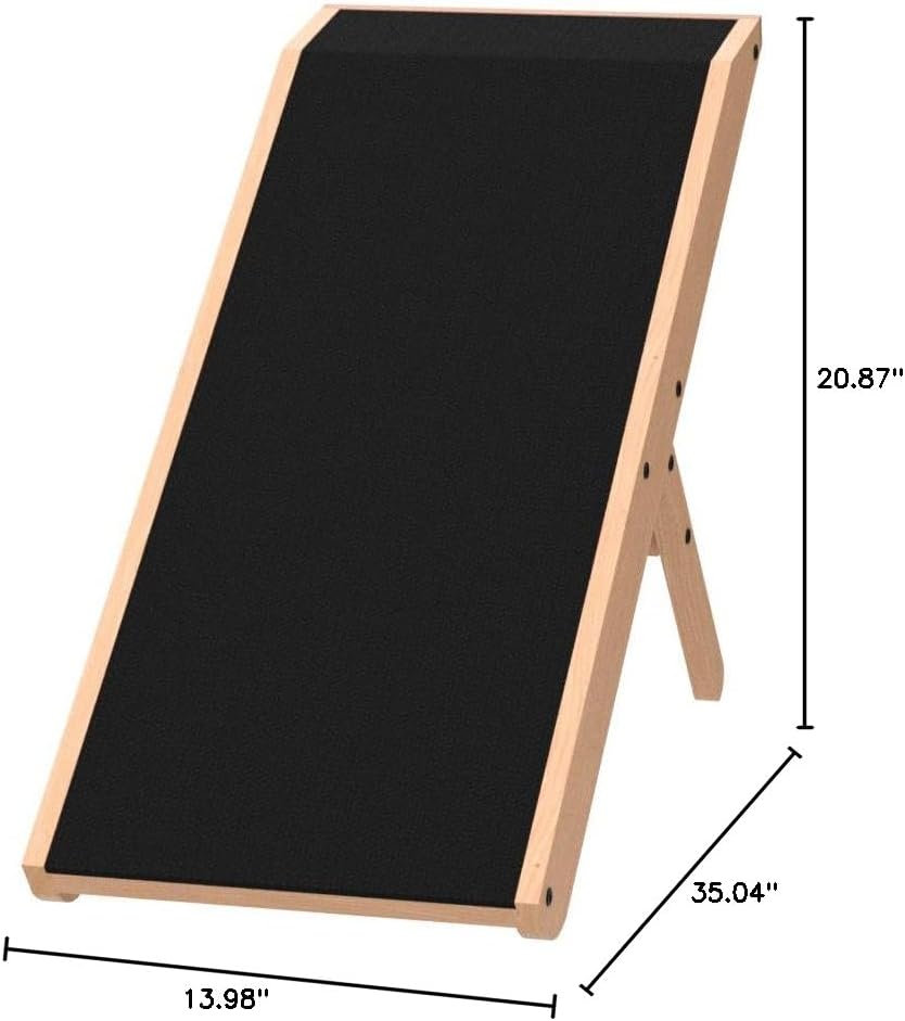 Dog Ramp for Couch – Non-Slip, Sturdy Build Foldable Wooden Dog Ramp – Supports up to 200 lbs – 7 Adjustable Heights (14"–20.5") – Enhanced Stability – Birchwood Pet Ramp for Small Dogs – Natural