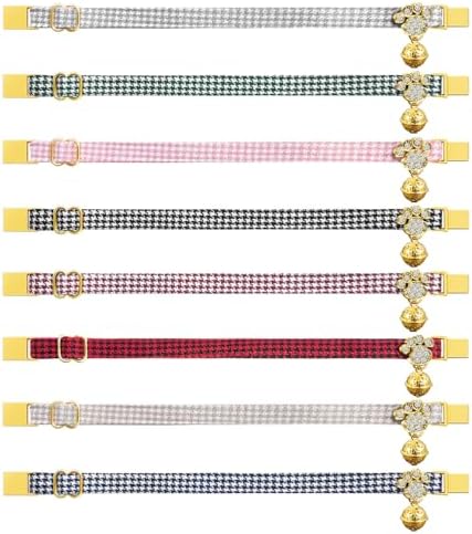 Personalized Breakaway Cat Collars - Magnetic Buckle, Bell - Safety Quick Release, Customized for Girls & Boys Cats - Houndstooth