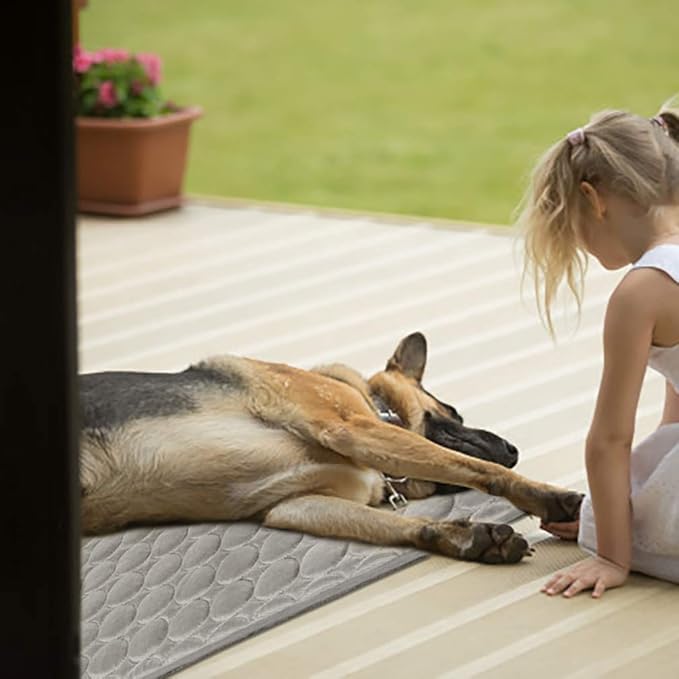 Washable Dog Cooling Mat Ice Silk Cooling Mat for Dogs Pet Self Cooling Pad Blanket Dog Cooling Pad for Indoor & Outdoor Car Seats (Grey, 40x28 in)