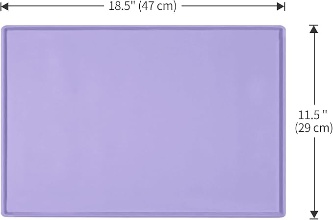 Dog Food Mat,Silicone Waterproof Food Tray,Non Slip Pet Bowl Mats Placemat,0.6" Raised Edge,Suitable for Most Small and Medium Sized Pets,18.5" x 11.5"