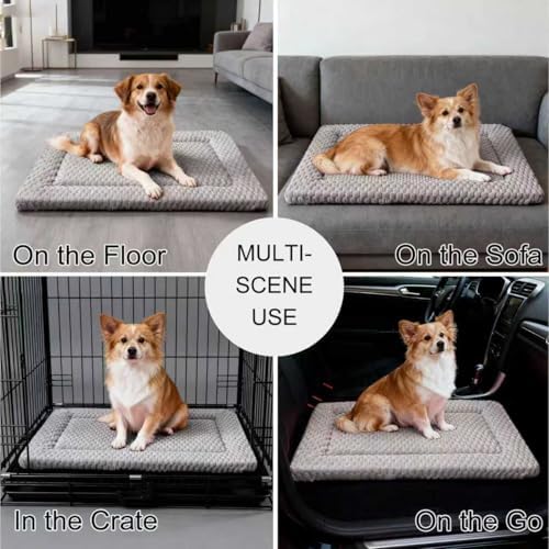 Dog Bed Mat - Dog Crate Pad - Reversible Mat for Pet Comfort - Soft Bed Crate Pads for All Seasons - Durable, Machine Washable Mat for Crates, Travel, and Home (Light Gray, 30" L*20" W*1.5" Th)