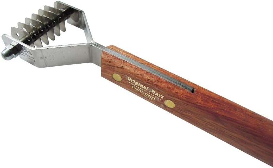Mars Coat King Original Dematting Undercoat Grooming Rake Stripper Tool For Dogs And Cats, Stainless Steel with Wooden Handle, Made In Germany, 6-Blade