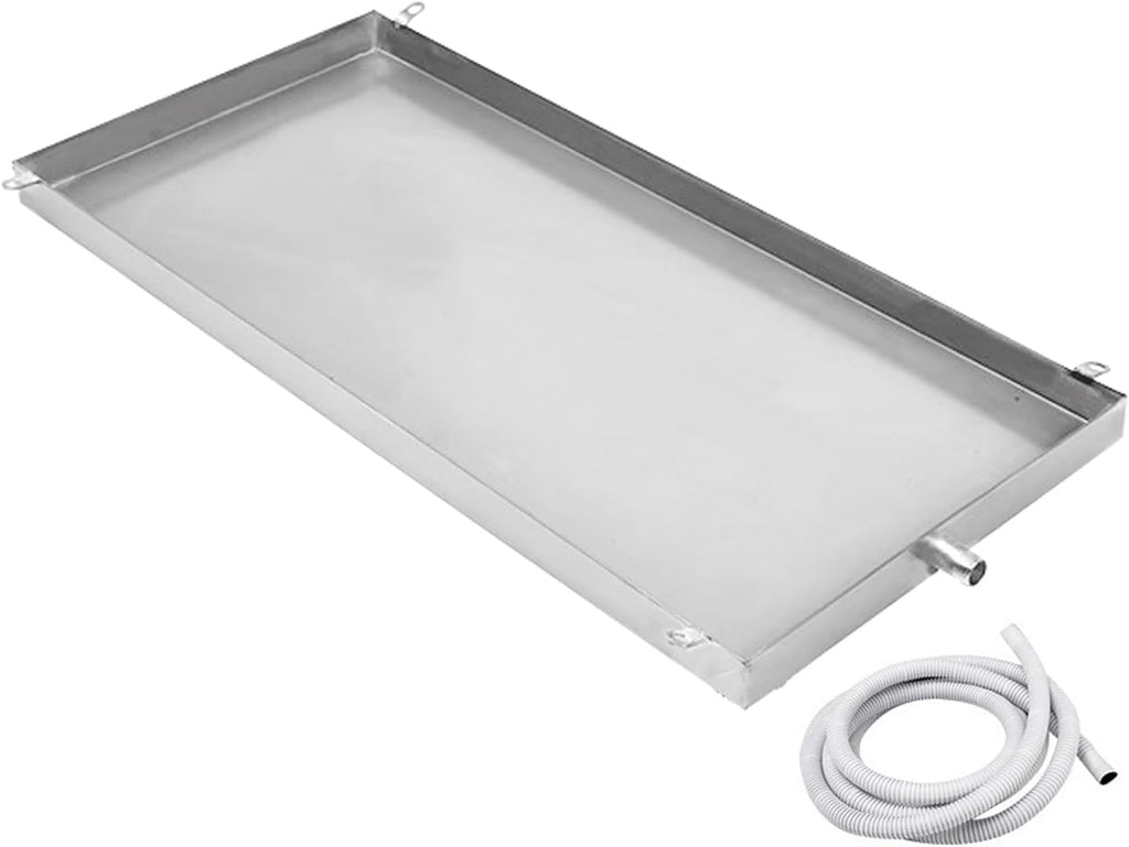 Heavy Duty 304 Stainless Steel Drain Pan - Galvanized Replacement Tray with 2m Tube, 120x70cm (47x28in) for Maximum Protection in Washing & Cleaning 60x100cm (24x39in)