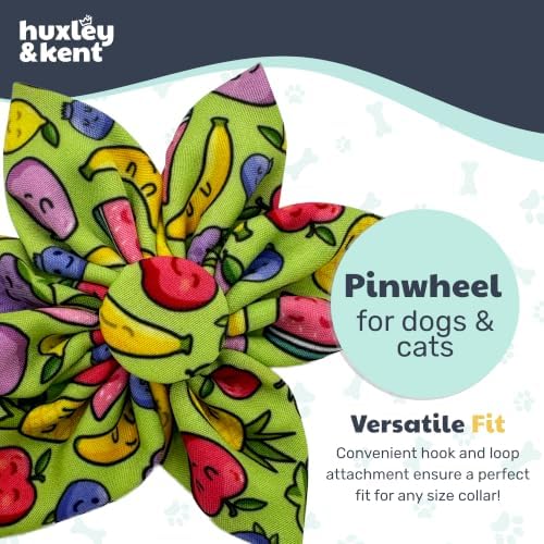 Huxley & Kent Pinwheel Collar Bow for Dogs & Cats, Tutti Fruity, Small | Clips to Any Collar with Hook & Loop, Soft, Lightweight, Machine Washable, Great for Holidays, Photos & Gifting