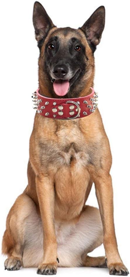 Serijoars Spiked Studded Dog Collar, PU Leather Dog Collar, Adjustable Pet Collars for Medium or Large Breed Pet (L, Camouflage1)