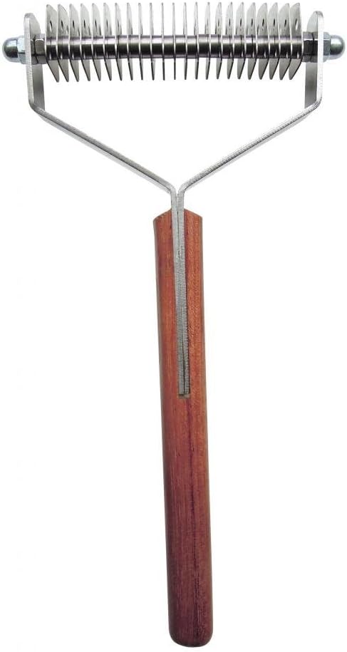 Mars Coat King Double Wide Dematting Undercoat Grooming Rake Stripper Tool for Dogs and Cats, Stainless Steel with Wooden Handle, Made in Germany, 23-Blade