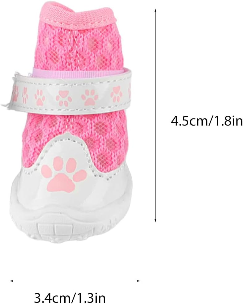 TITA-DONG 4pcs Mesh Dog Shoes, Breathable Dog Boots for Summer Hot Pavement, Cute Comfortable Slip Resistant Dog Boots Paw Protectors with Breathable Rubber Sole for Small Medium Large Dogs(Pink)