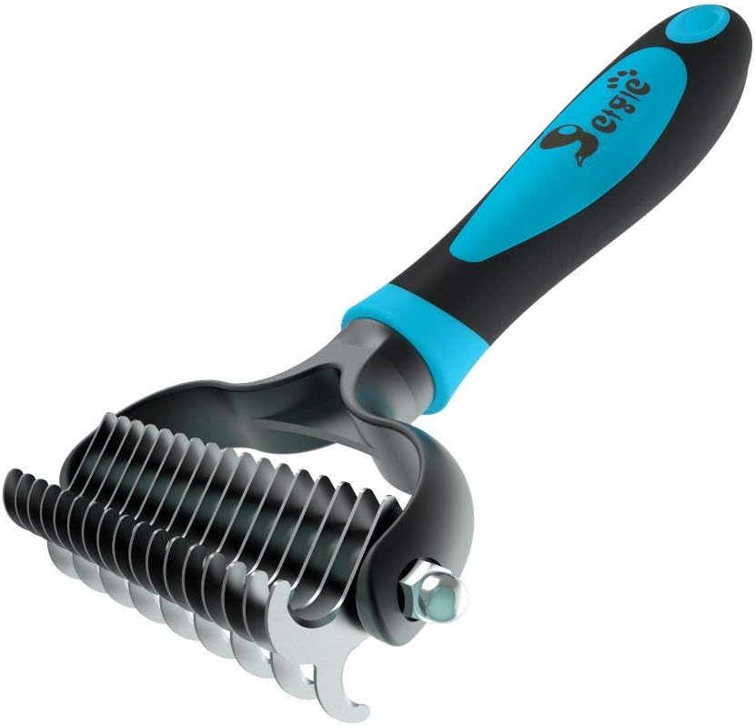 Deshedding 2-Sided Pet Grooming Tool for Cats & Dogs with Thick, Curly, and Wiry Hair - Dematting for Mats & Tangles, Reduces Shedding