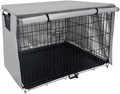 Outdoor Dog Crate Cover, 210D Waterproof Oxford Cloth Kennel Tarp with Roll-Up Door, Breathable Mesh Window for Garden Yard Pet House Protection(gray 79 * 50.8cm)