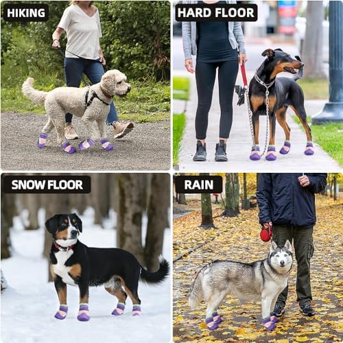Dog Shoes for Large Dogs Anti-Slip Dog Boots & Paw Protectors for Hot Pavement Waterproof Small Medium Large Dog Booties for Rainy Day Summer Hiking Winter Snowy Day Dog Booties 4PCS