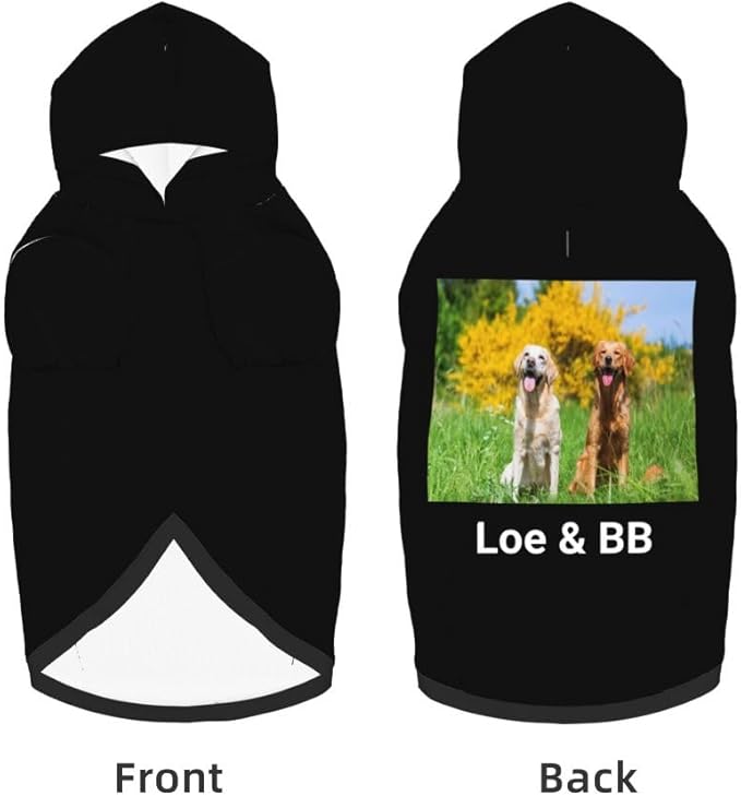 Personalized Dog Hoodie Customized with Name Photo Pet Warm Sweater Hoodie for Medium Large Dogs & Cat Puppy, Tomato, M