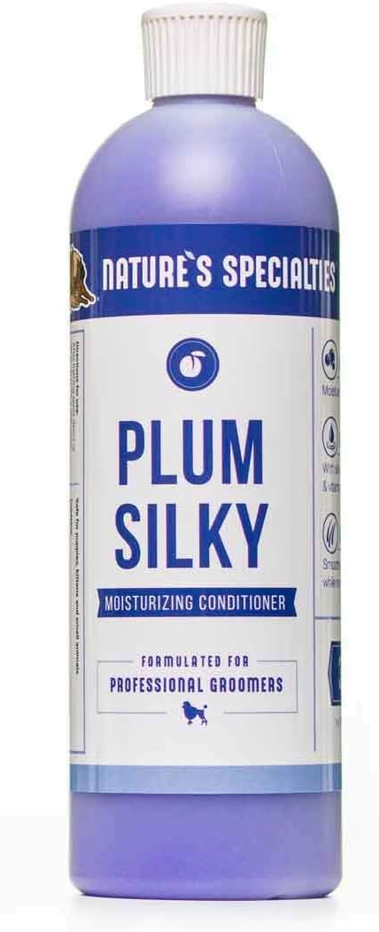 Nature's Specialties Plum Silky Dog Conditioner Concentrate for Pets, Natural Choice for Professional Groomers, Keratin and Silk Proteins, Made in USA, 16 oz