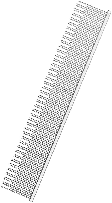 Stainless Steel Dog & Cat Comb with Dual Tooth, Professional Pet Grooming Tool, Advanced Undercoat Comb for Long Hair, Double Coats Dogs Cats, Silver