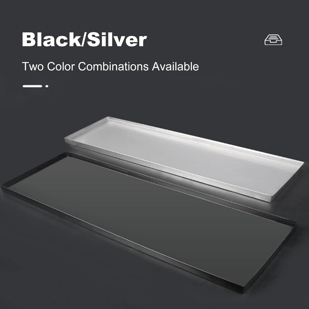 Leak-Proof Oil Drain Pan, Stainless Steel Drip Tray for Dog Crates, Washing Machines, Mini Fridges, Air Conditioners - 60x20x2cm (Black)