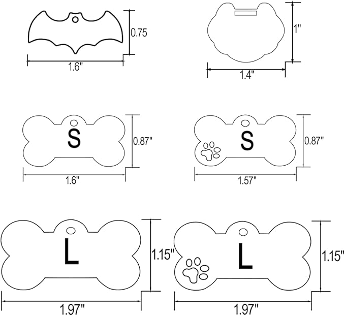 Stainless Steel Personalized Pet ID Tags, Art Design for Dog Tags, Cat Tags, Customized and Engraved on Both Sides of ID Tag, in Black, Silver, Blue, Gold, Rose Gold and Rainbow Color