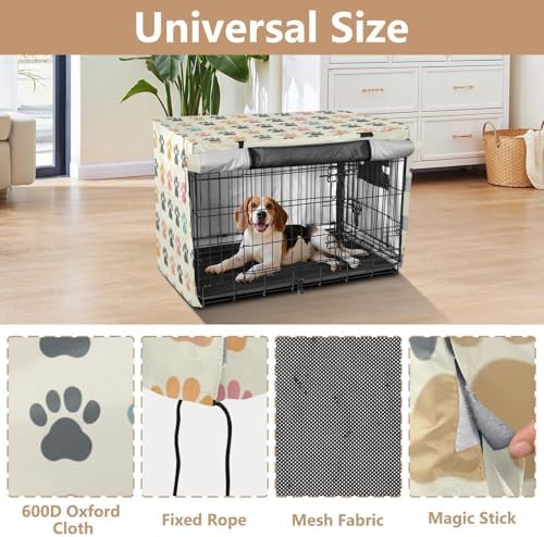 Dog Crate Cover Kennel Cover for Dog Cages Breathable for Wire Cage Indoor Outdoor Color Paw Dots