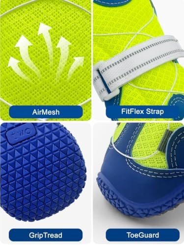 Huafly Tension Knob Dog Shoes – Twist-Lock Dog Boots & Paw Protectors for Small Medium Large Dogs,Non-Slip Sole Breathable Mesh Reflective Strap for Hiking Camping Hot Pavement & Hard Floor (Size 6)