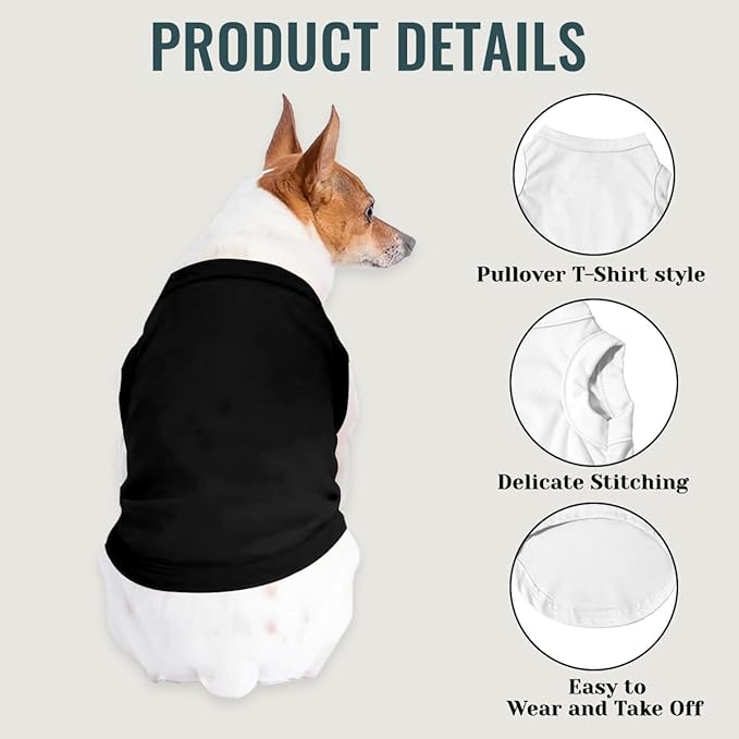 Personalized Dog Shirt Design Your Own Add Photo Text Logo Name Summer Breathable Dogs T-Shirt Clothes for Small Medium Large Pet, 1 PC Blank Black, XS