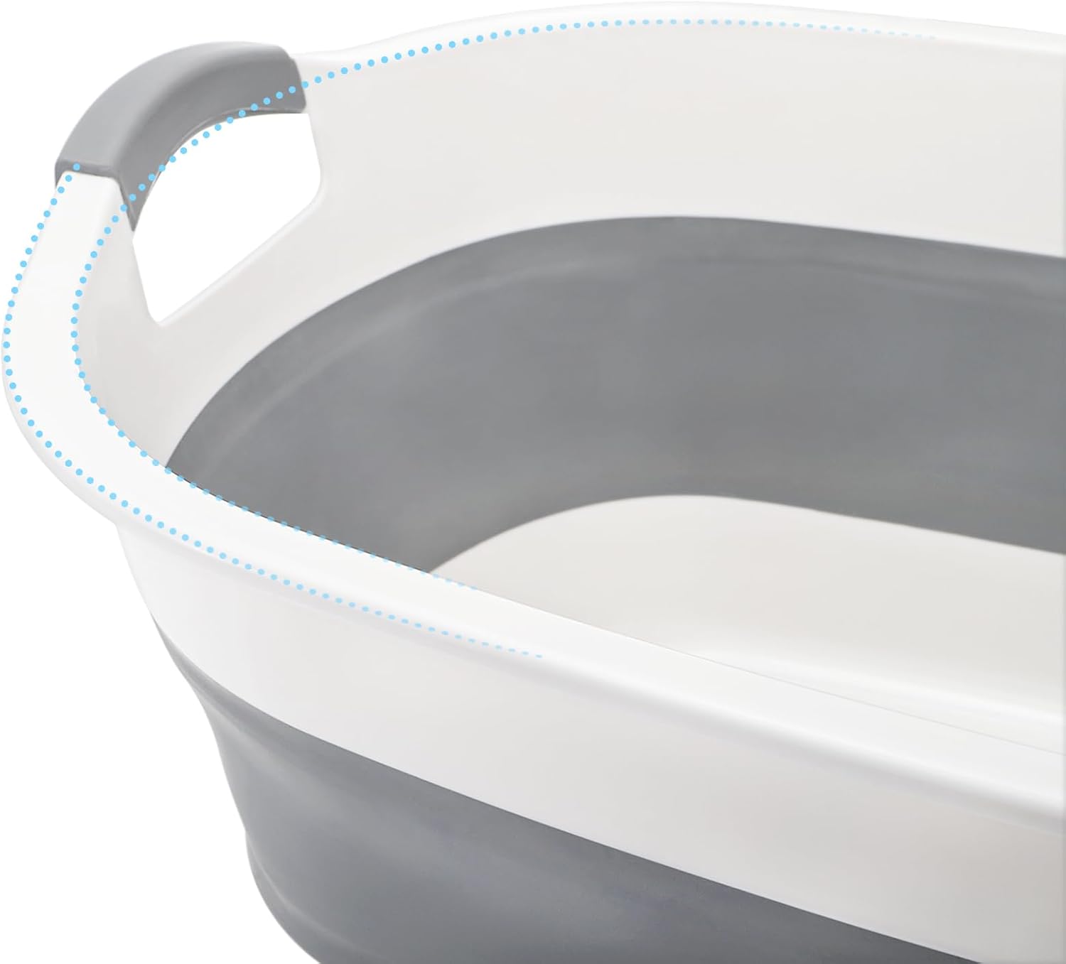 Coloch Collapsible Pet Bathtub with Water Drain Plug, Plastic Dog Bath Tub with Handle Portable Puppy Bathing Tub Space Saving Laundry Basket for Puppy, Small Dog, Cat, BPA Free, Grey